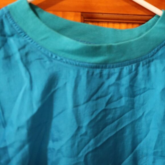 Carole Little Blue Denim Funky Patchwork Jacket & Silk Shirt Set 80s 8 - Picture 9 of 16